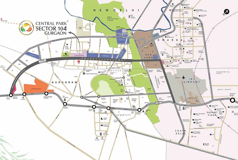 Central Park Delphine Gurgaon Location Map